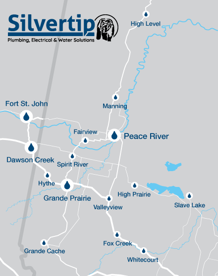 Silvertip Service Area Map - Grande Prairie, Peace River, Dawson Creek, Spirit River, Grande Cache, Fox Creek, Valleyview, Peace River Area